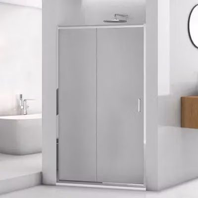 Porta doccia a nicchia Tay INBAGNO con vetro stampato decorato, apertura scorrevole, colore argento, L: 100 cm, H: 195 cm, Spessore: 5 mm