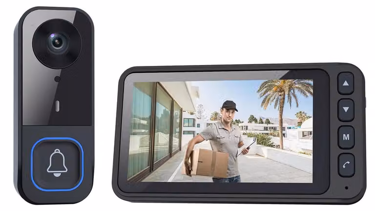 Zimilo KFunk Videocitofono con monitor, campanello wireless Full HD 1080p, funzione intercom, registrazione su scheda SD, senza Wi-Fi né app, portata 150 m, nero