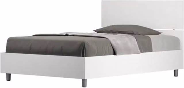 Letto una piazza e mezza contenitore 120x200 testata dritta bianco frassino Demas