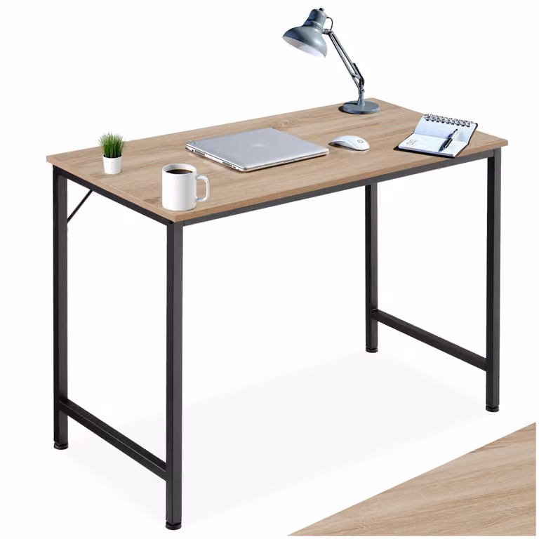 Scrivania da scrittura tectake in stile industriale, colore rovere e beige, L: 100 cm, P: 50 cm, H: 75,5 cm