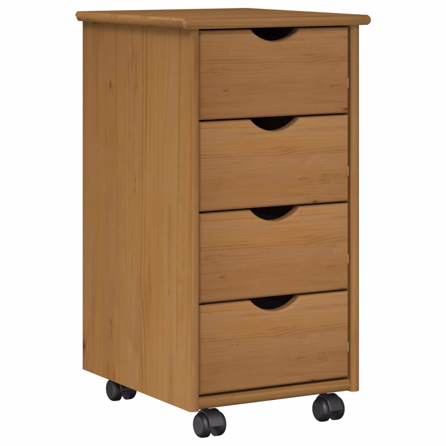 vidaXL Carrello Mobile con Ruote in Legno di Pino Massello Marrone L/P/H: 34 x 39 x 65,5 cm