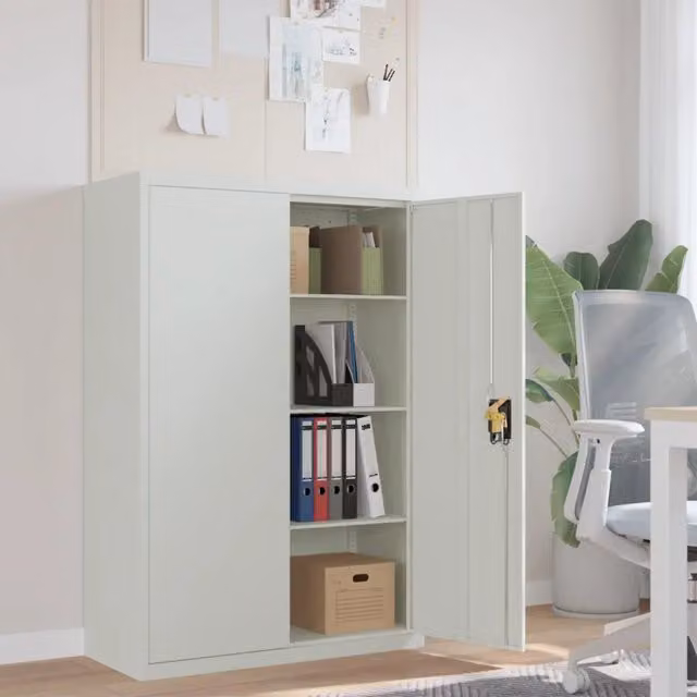 Armadio per Ufficio 90x40x140 cm in Acciaio Grigio 244649