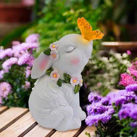 Lampada da giardino a energia solare - Decorazioni da esterno - Illuminazione da giardino - Resina resistente alle intemperie - 22 cm - Non specificato
