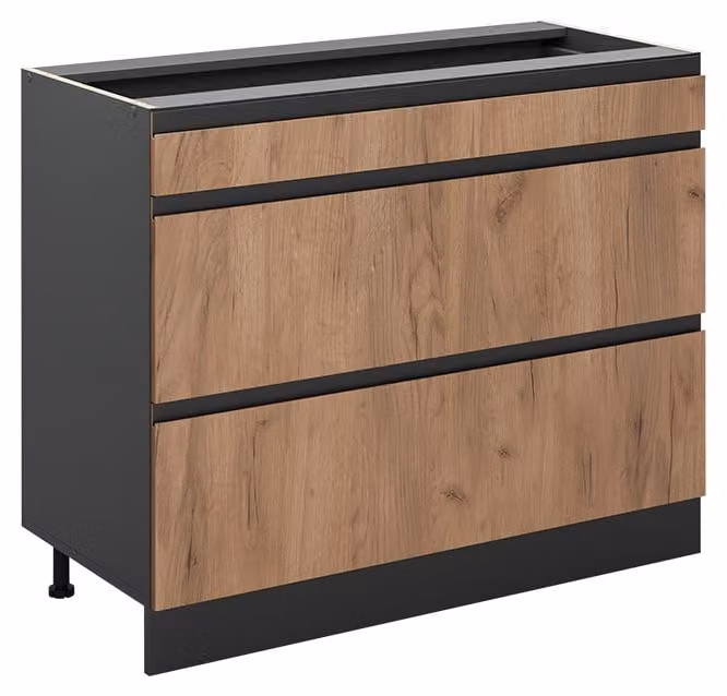 Mobiletto base per cucina Vicco R-Line Rovere dorato/Antracite 100 cm senza piano di lavoro, Model 71559