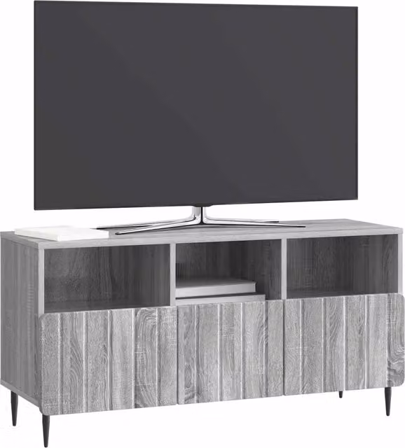 Mobile TV moderno in legno ingegnerizzato grigio, L 102 x P 34,5 x H 50 cm