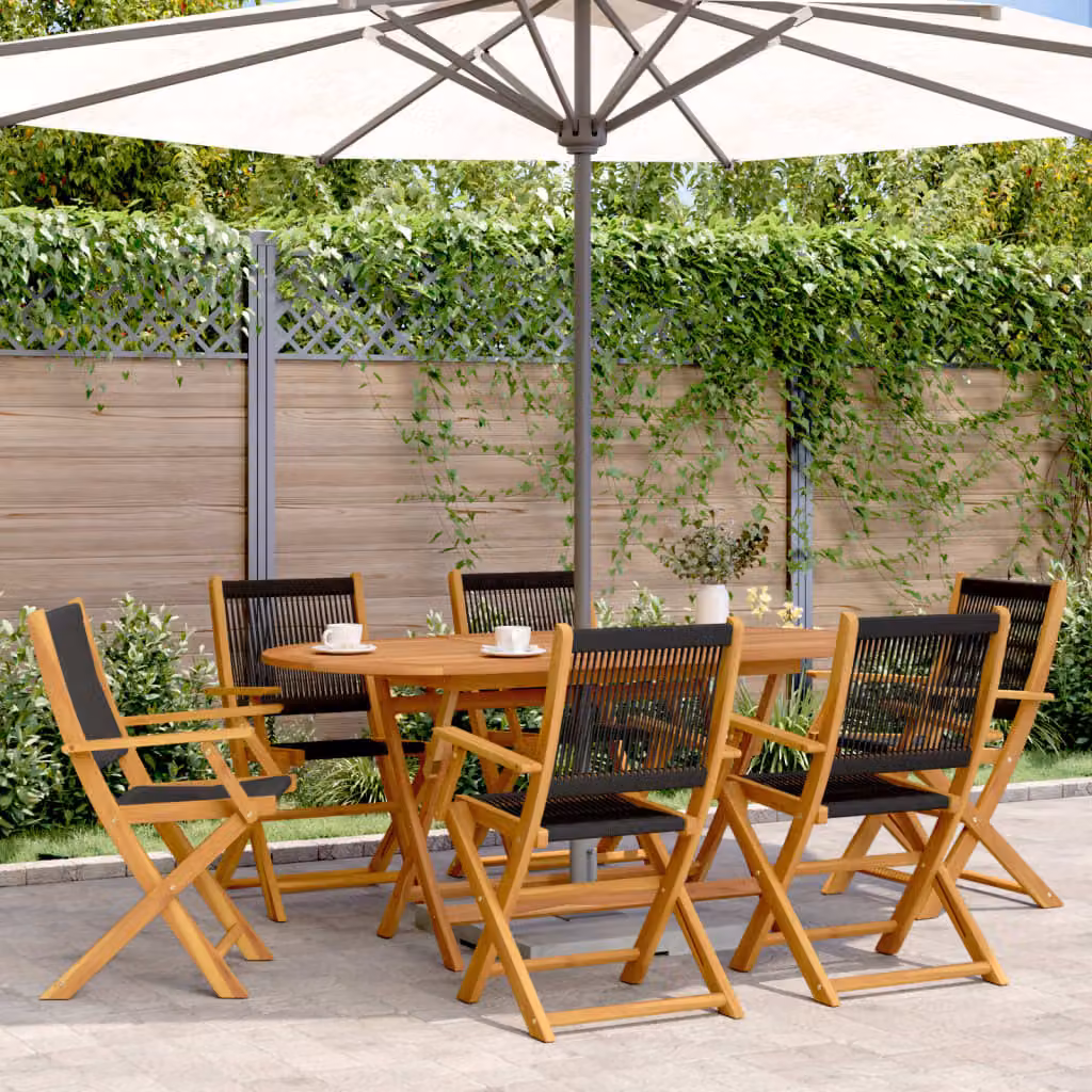 Set di 6 sedie pieghevoli vidaXL in legno di acacia nero con braccioli – 1