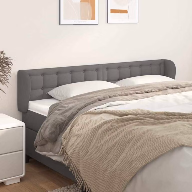 Testiera per letto con design ad orecchio vidaXL in similpelle grigia, L: 183 cm, P: 23 cm, H: 78-88 cm