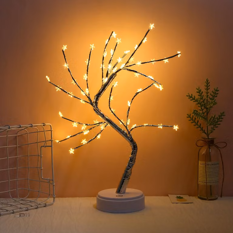 LED Stella Albero Lampada Bianco Caldo Albero Bonsai Artificiale Luce Notturna A Batteria Operata Decorazione Interna