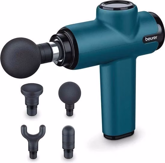 Massaggiatore professionale Beurer con 4 accessori e 5 livelli di intensità per massaggi trigger point, colore blu