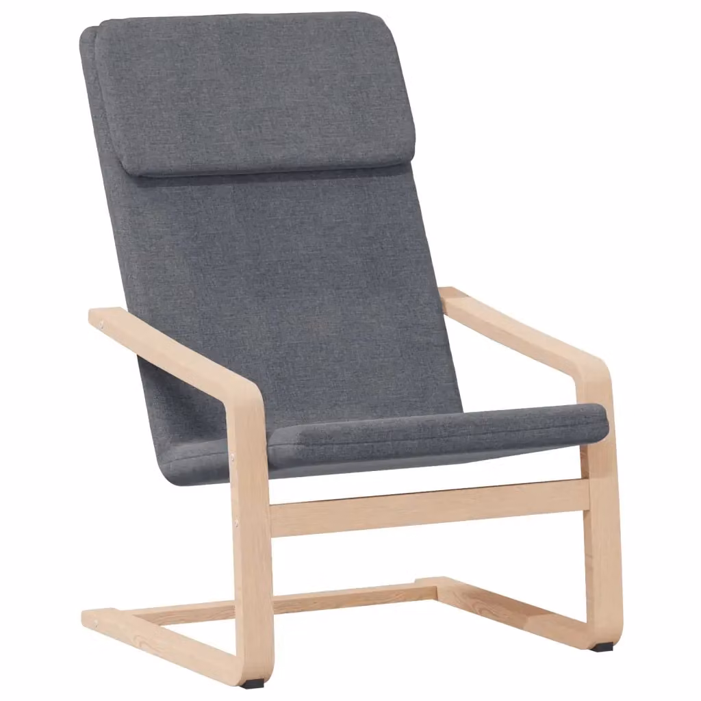 Poltrona Relax con Poggiapiedi Grigio Chiaro in Tessuto e Struttura in Legno di Betulla 910669 – 2