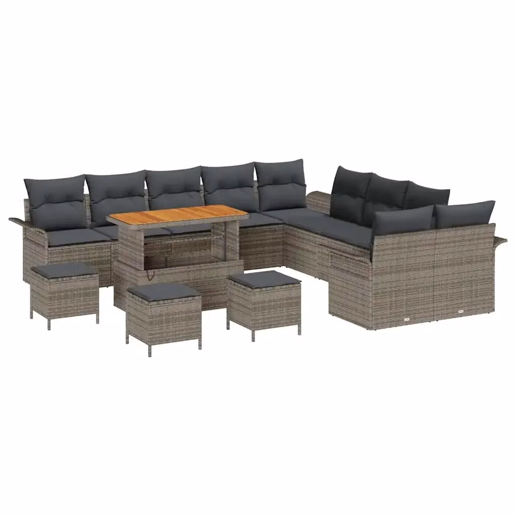vidaXL Set Divano da Giardino Moderno a Forma di U con 14 Pezzi, Grigio – 2