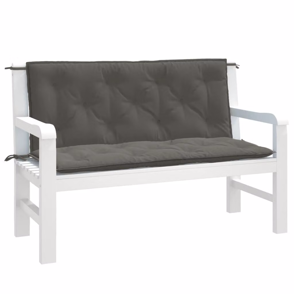 Set di 2 cuscini per panca da giardino vidaXL in poliestere grigio, L 120 cm x P 50 cm x H 7 cm