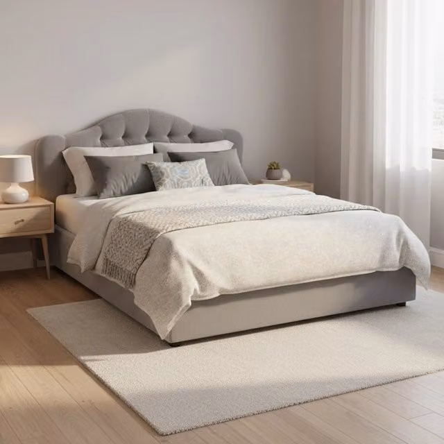 Letto Matrimoniale Alfer DMORA con Materasso Incluso, Grigio e Nero, L 160 x P 200 cm – 1