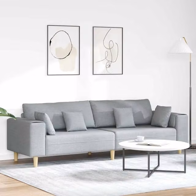 Divano con cuscino-Sofa con cuscino-Divanetto Grigio chiaro 250 x 77 x 76 cm Tessuto