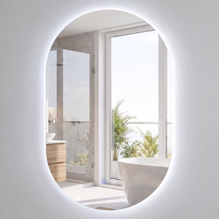 Specchio da bagno a LED ovale, 80x50 cm, con 3 temperature di colore e funzione antiappannamento