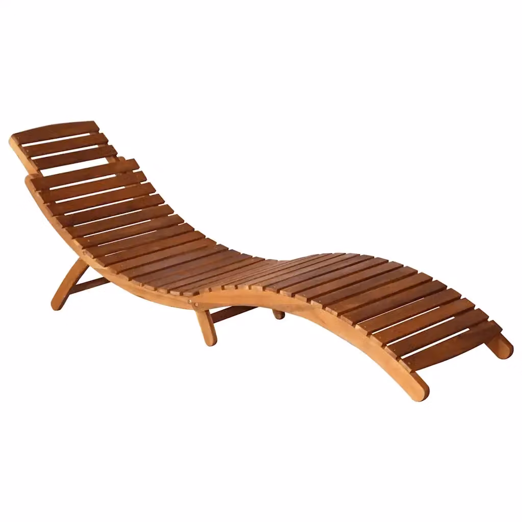 Sdraio da Giardino con Cuscino e Tavolino in Legno di Acacia oliato vidaXL, Colore Marrone e Beige