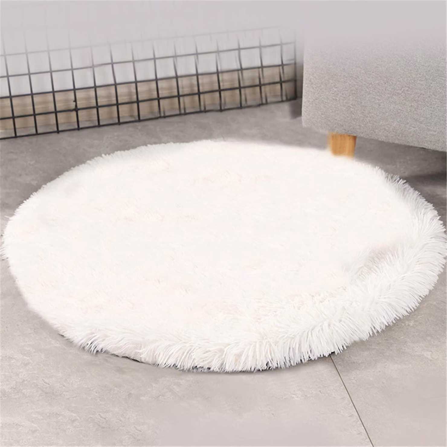 Tappetino per cani, cuccia per animali domestici, in morbido peluche, lavabile, diametro 40 cm, colore bianco