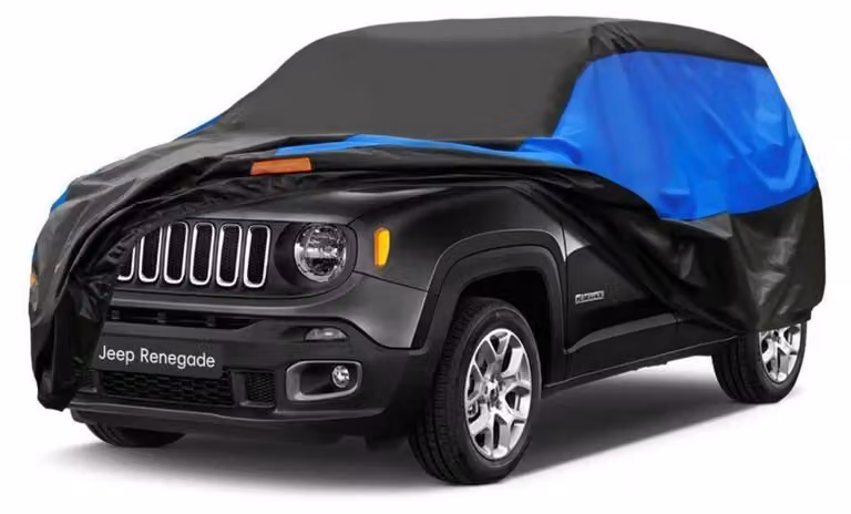 Copertura impermeabile e traspirante per auto, compatibile con Jeep Renegade (2014-2024), disponibile nei colori nero e blu