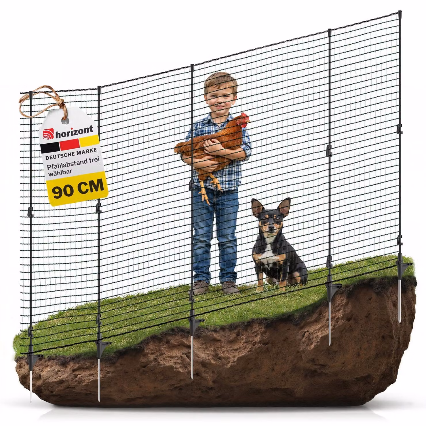 Recinzione orizzontale FLEX 25 m x 90 cm – recinzione mobile per cani, giardino e campeggio