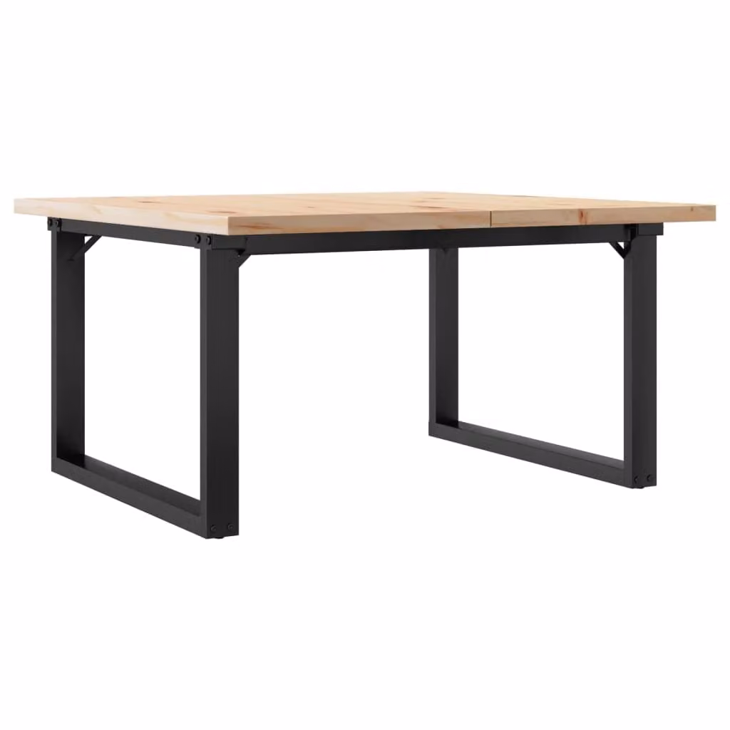 Tavolino Salotto Telaio a O 80x80x45,5cm Legno Pino e Acciaio