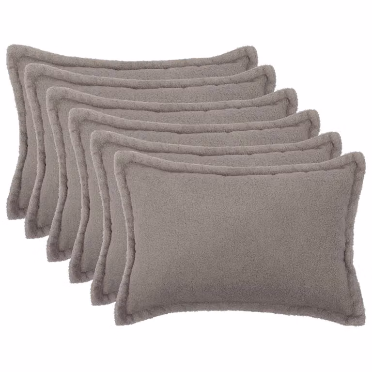 Set di 6 federe vidaXL HOUTEN in tessuto bouclé grigio chiaro, L 50 cm x P 70 cm