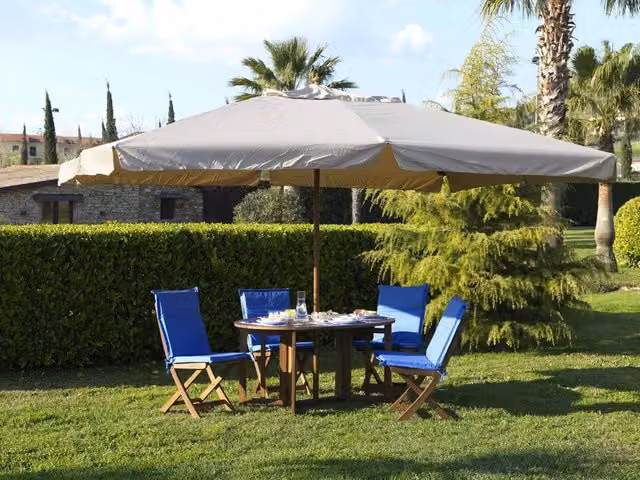Ombrellone da Giardino Bauer Beige con Palo in Legno e Copertura in Poliestere L: 400 cm, P: 300 cm
