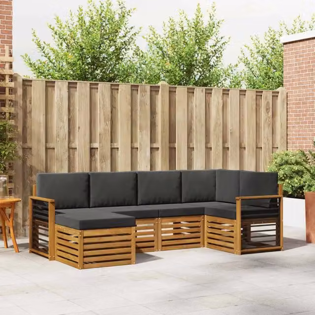 Set di divani da esterno 6 pz Naturale e Antracite Poliestere 3375102