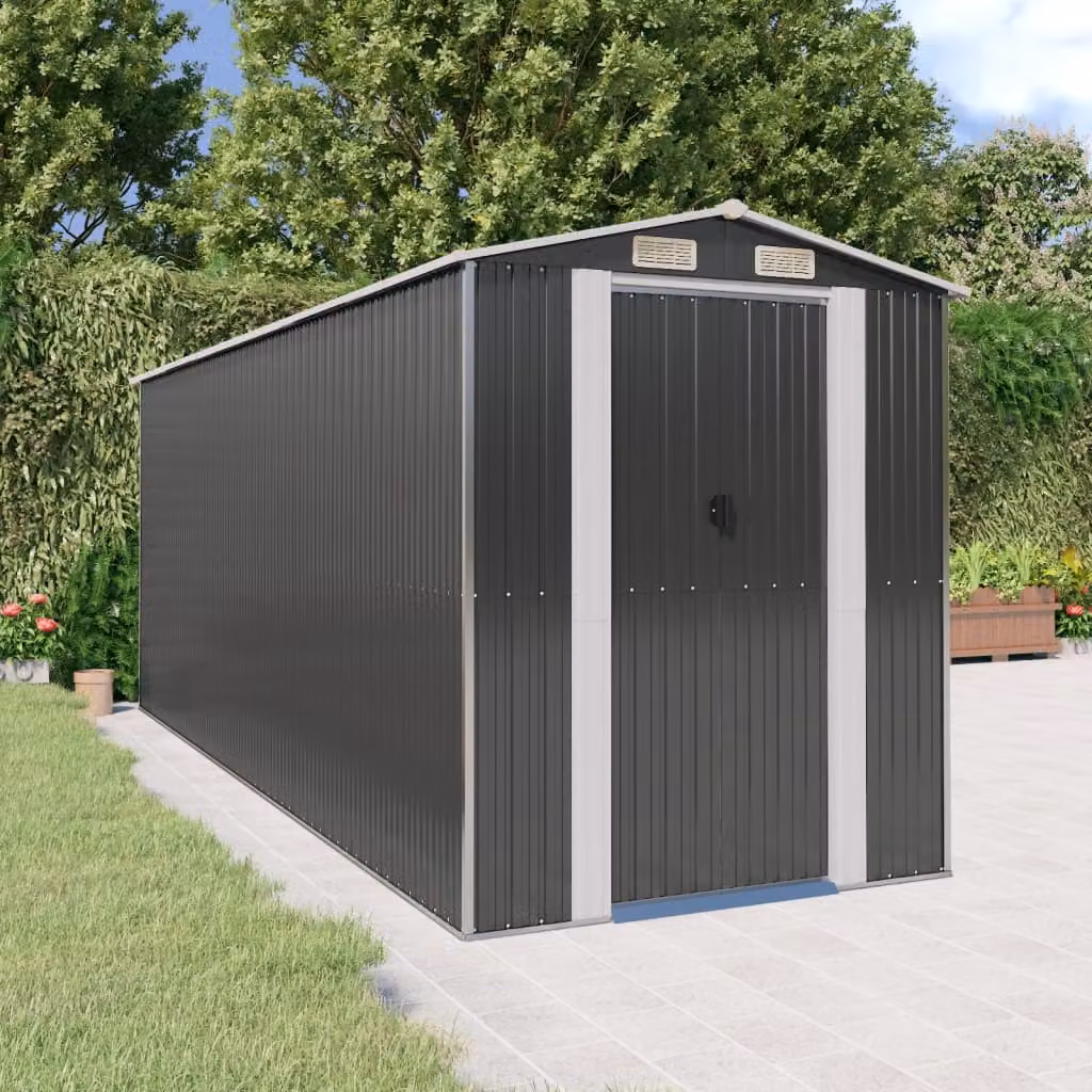 Capanno da giardino vidaXL in acciaio zincato antracite L/P/H: 523 x 192 x 223 cm