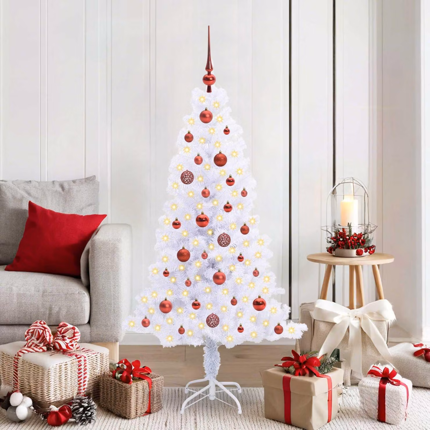 Maison Exclusive - Albero di Natale artificiale bianco, 150 cm, in PVC e acciaio