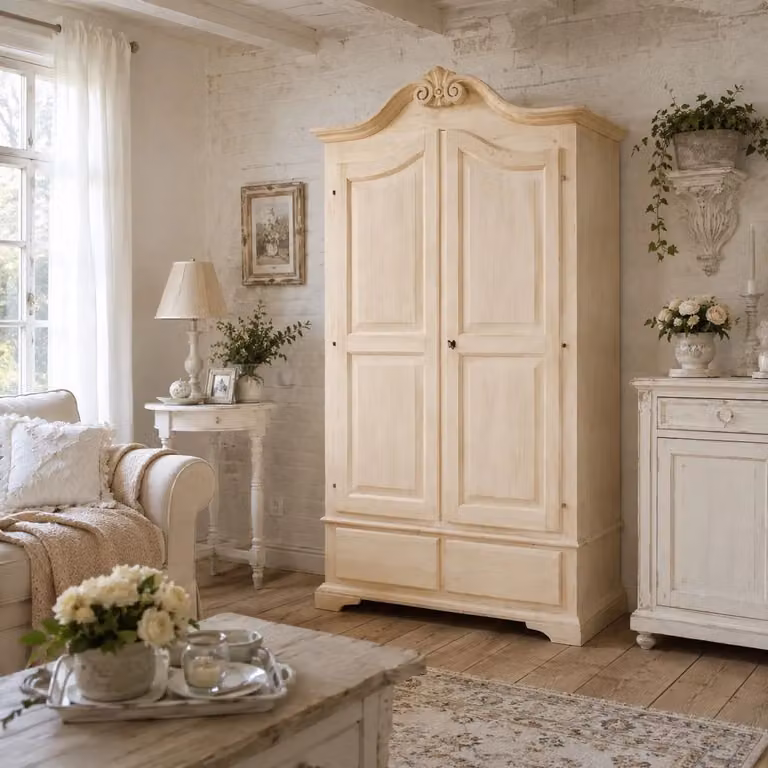 Armadio classico Mobili 2G in legno grezzo marrone con 2 ante e 2 cassetti L: 122 cm, P: 60 cm, H: 204 cm