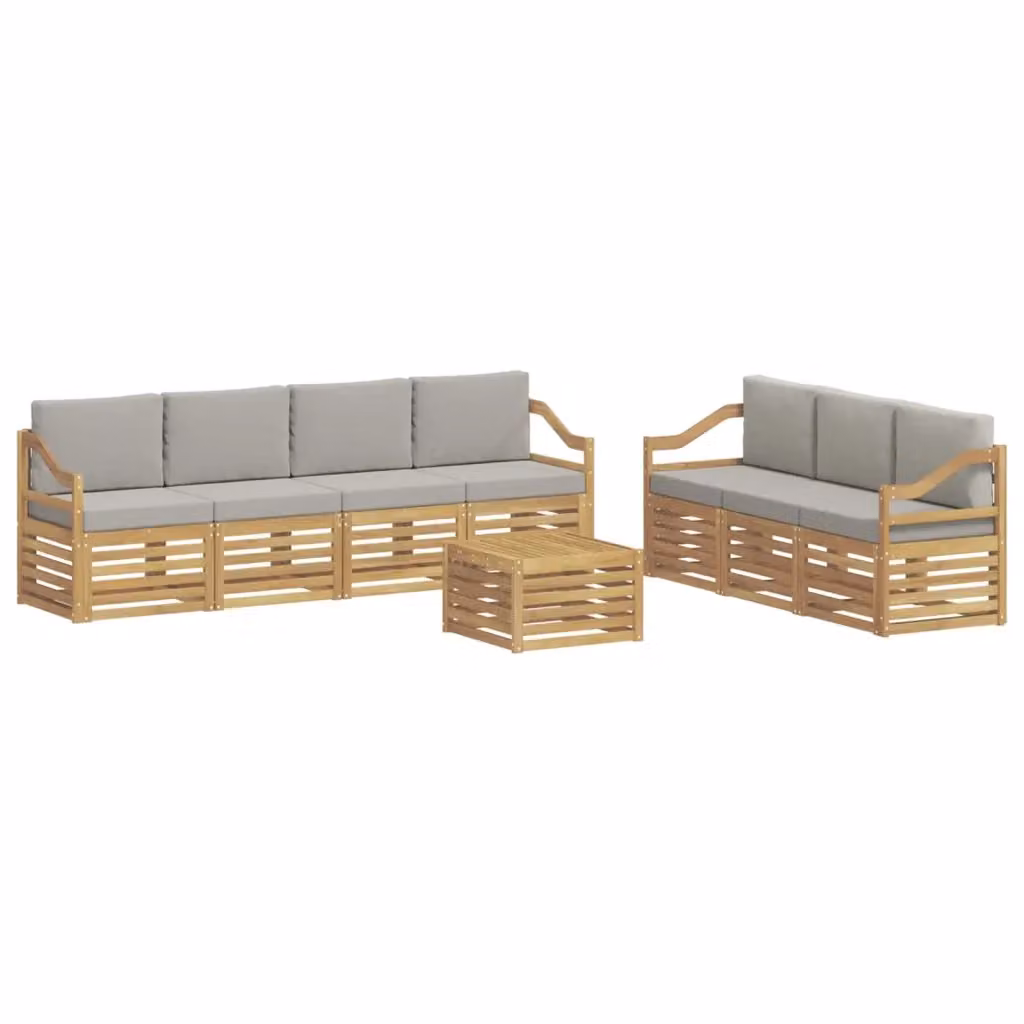 Set di divani da giardino a L vidaXL in legno di acacia con cuscini grigi per 8 persone – 2