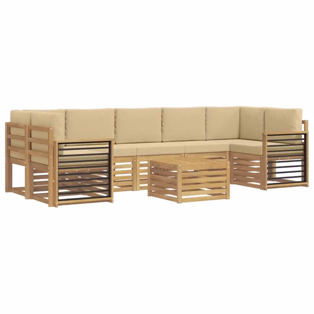 Set di divani moderni vidaXL in legno di acacia massello color marrone e beige per giardino o terrazza – 2