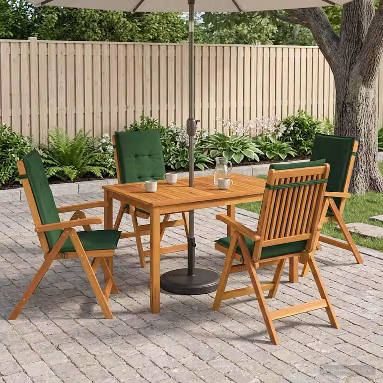 Set da pranzo da giardino vidaXL in legno di acacia trattato, 5 pezzi, verde e marrone
