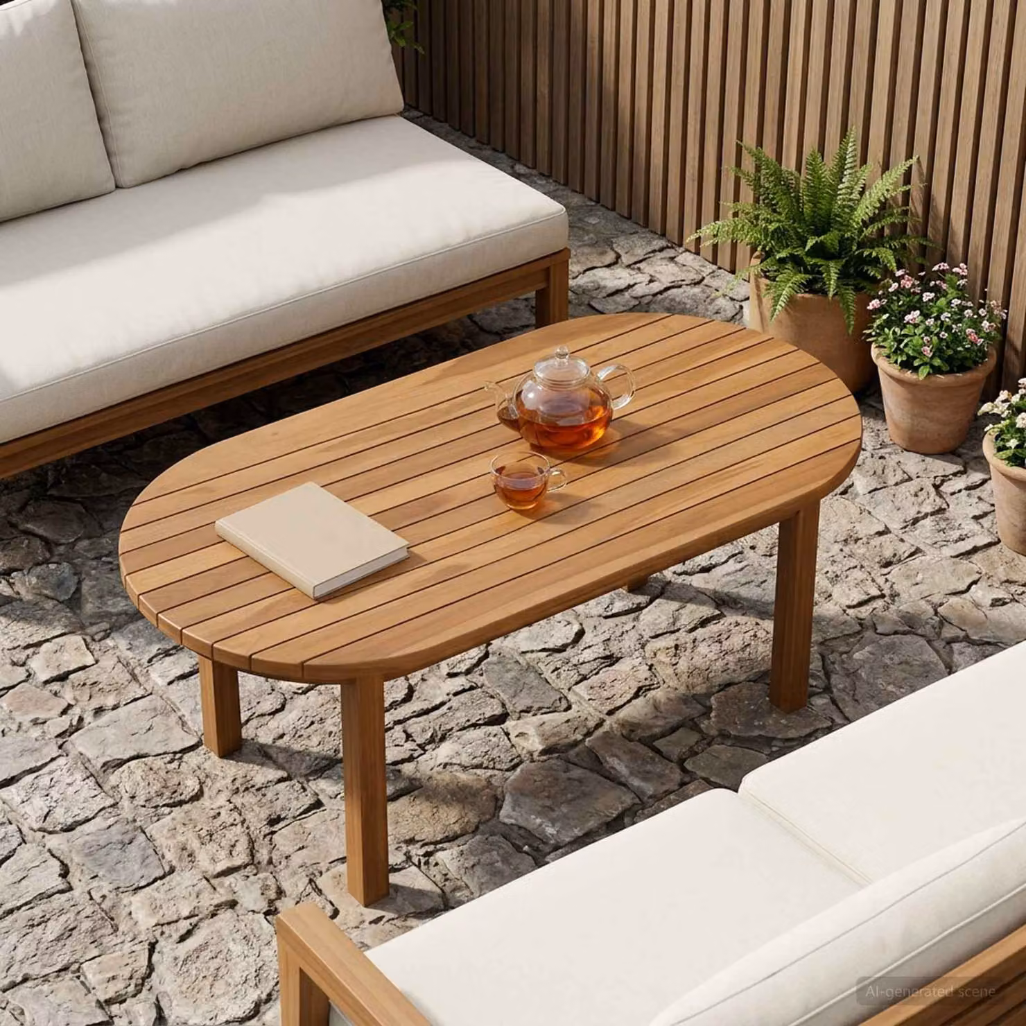 Piano del tavolo ovale in legno di teak solido vidaXL marrone L: 90 cm, P: 45 cm, H: 3,5 cm