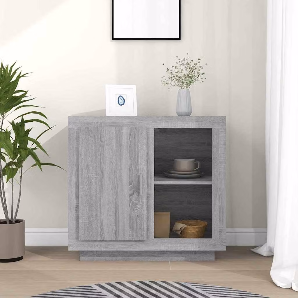 Credenza moderna vidaXL in legno e MDF Grigio Sonoma L: 80 cm, P: 40 cm, H: 75 cm