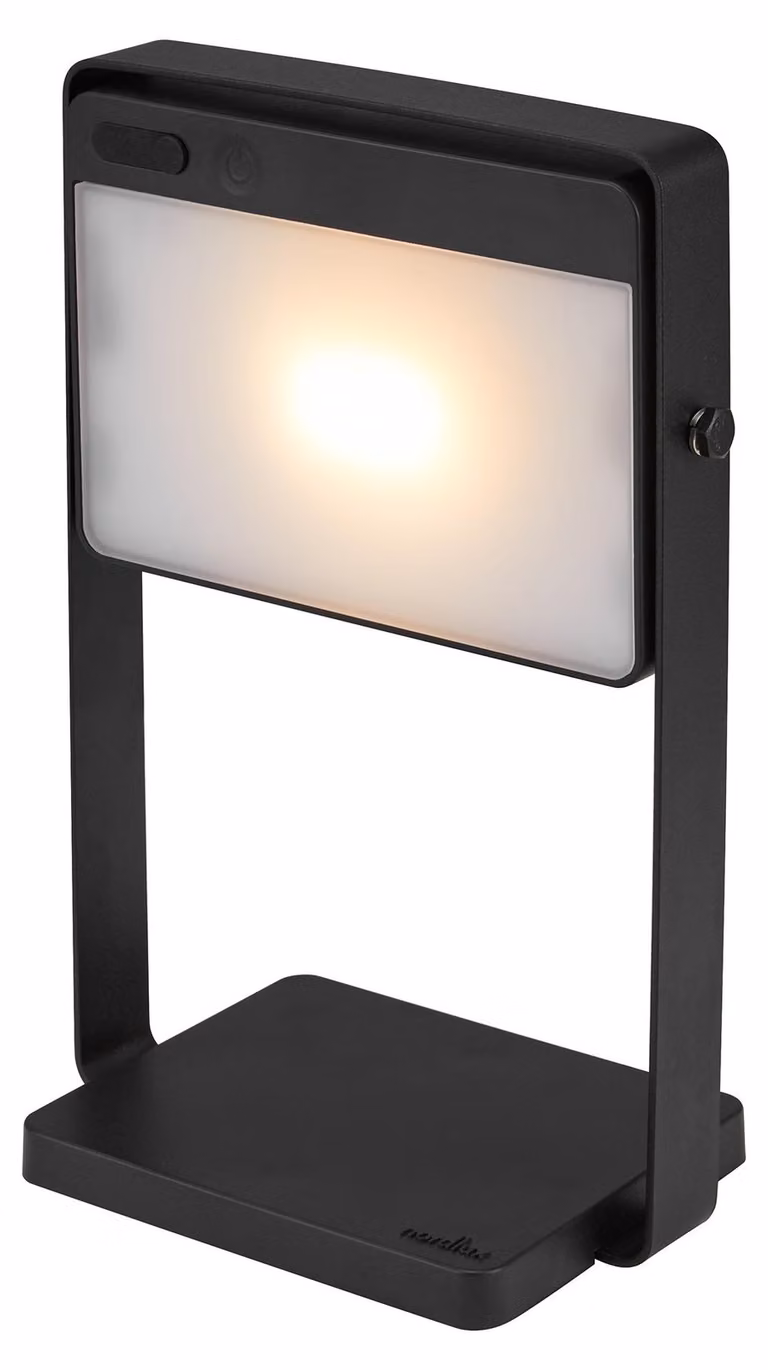 Lampada LED portatile solare NORDLUX Saulio IP44, Variante: 107 x 170 x 236 mm, solare, 3,5 W, 200 lm, nera