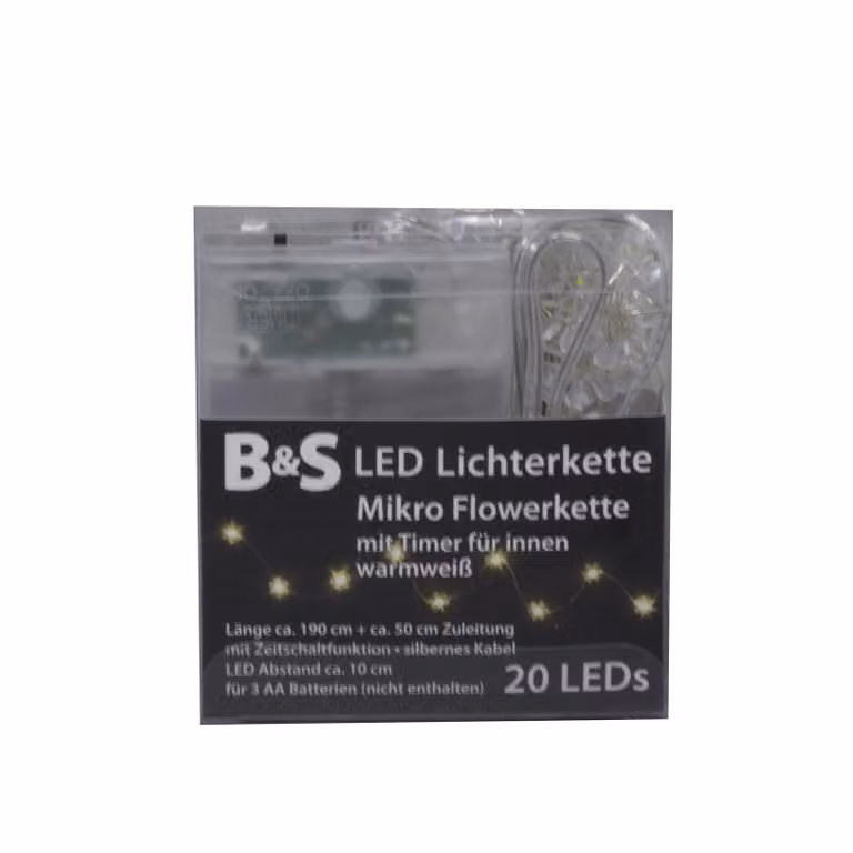 Luci fiabesche Mirko catena di fiori 20 LED funzione timer per interni