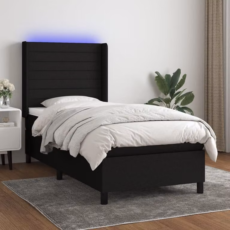 Maison Exclusive - Letto a Molle con Materasso e LED Nero 80x200 cm in Tessuto