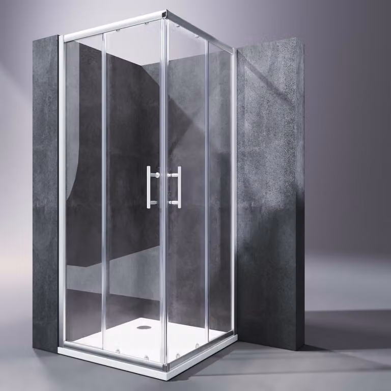 Cabina doccia SONNI con ingresso angolare 76x80 cm Doccia angolare Porta scorrevole 195 cm Doppia porta doccia Vetro ESG Doccia