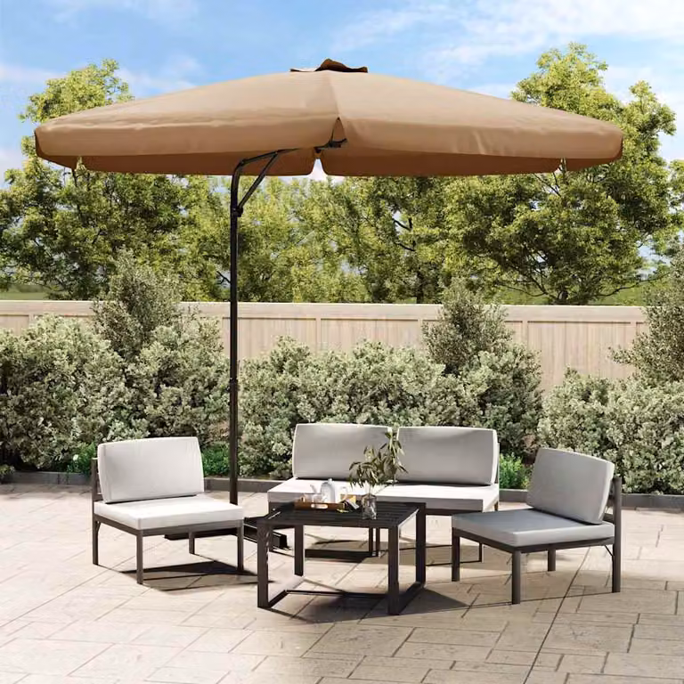 Ombrellone da Giardino vidaXL con Palo in Acciaio, Diametro: 300 cm, Colore: Tortora