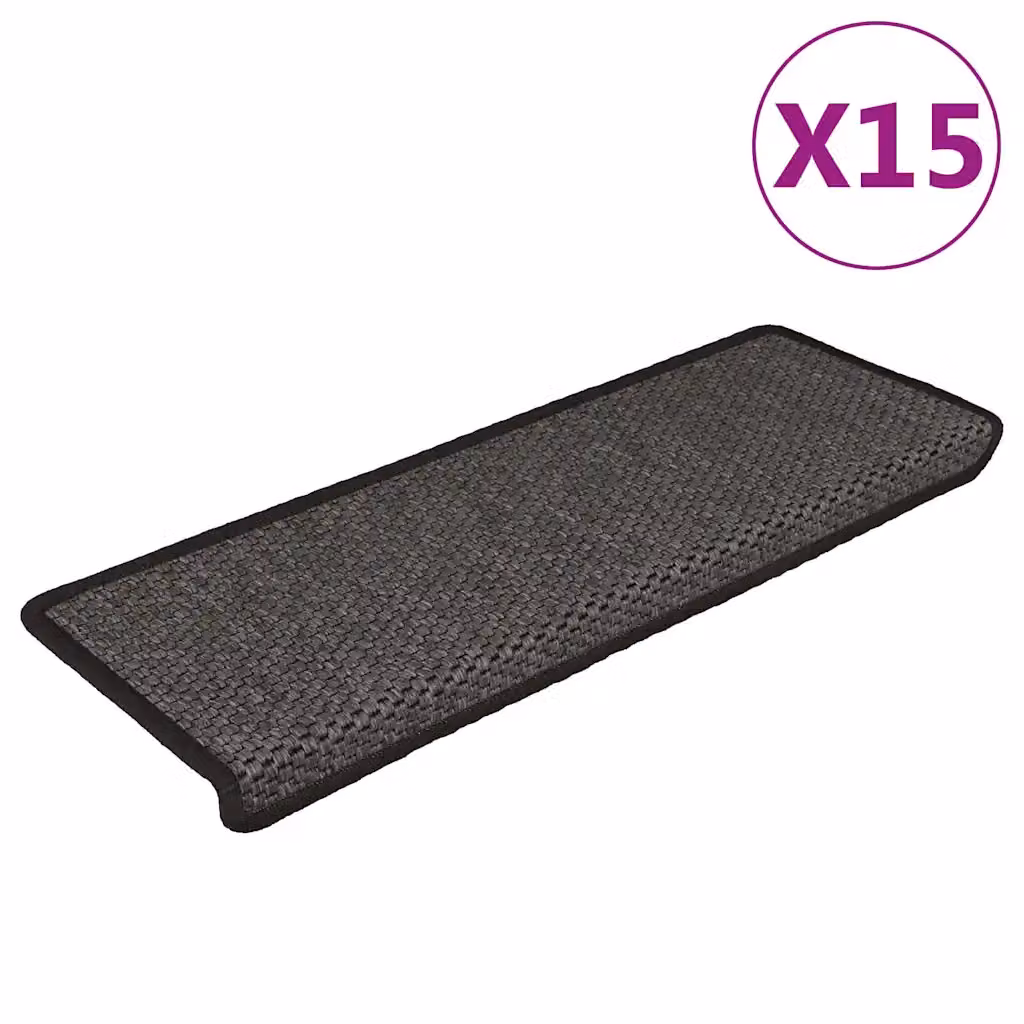 vidaXL Tappeti Autoadesivi Scale Aspetto Sisal 15pz 65x21x4 Antracite