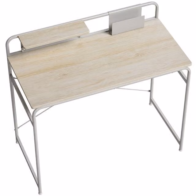 Scrivania moderna HOMCOM con ripiano in legno e struttura in metallo, colore rovere, L: 98 cm, P: 48 cm, H: 88,5 cm