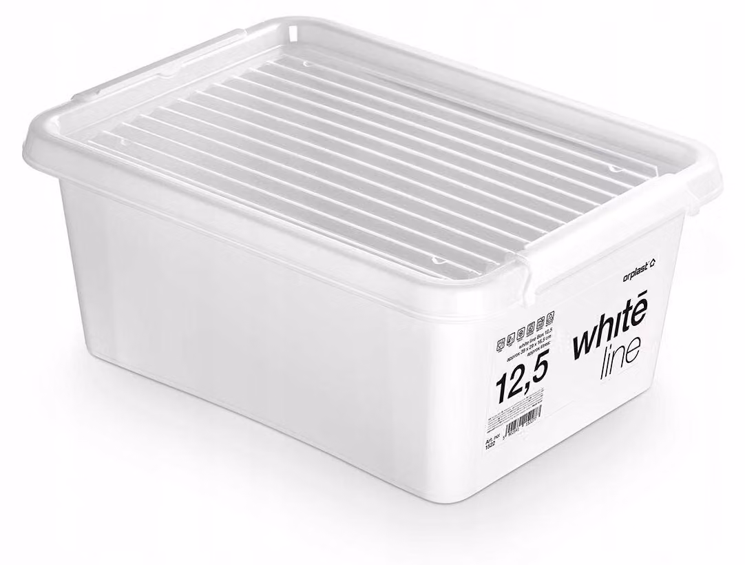 Contenitore MOXOM con coperchio, linea white.line, capacità 12,5 litri