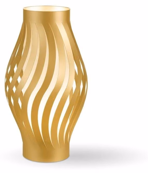 Lampada Da Scrivania-Ufficio Moderna Helios Polilux ® New Gold 1 Luce E27 H40Cm