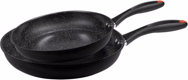 Set di 6 confezioni con 2 padelle Rock in acciaio al carbonio antiaderente Casa Collection, colore nero, diametro 24/28 cm