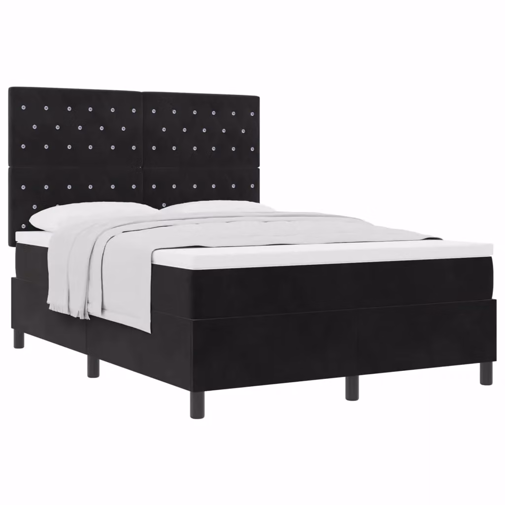 Letto a molle con materasso vidaXL in velluto nero L 160 x P 200 cm – 2