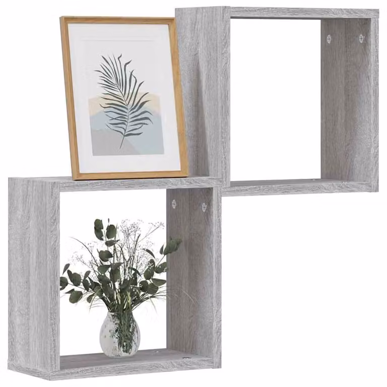 Set di 2 mensole a cubo vidaXL da parete, colore grigio, L 30 x P 15 x H 30 cm