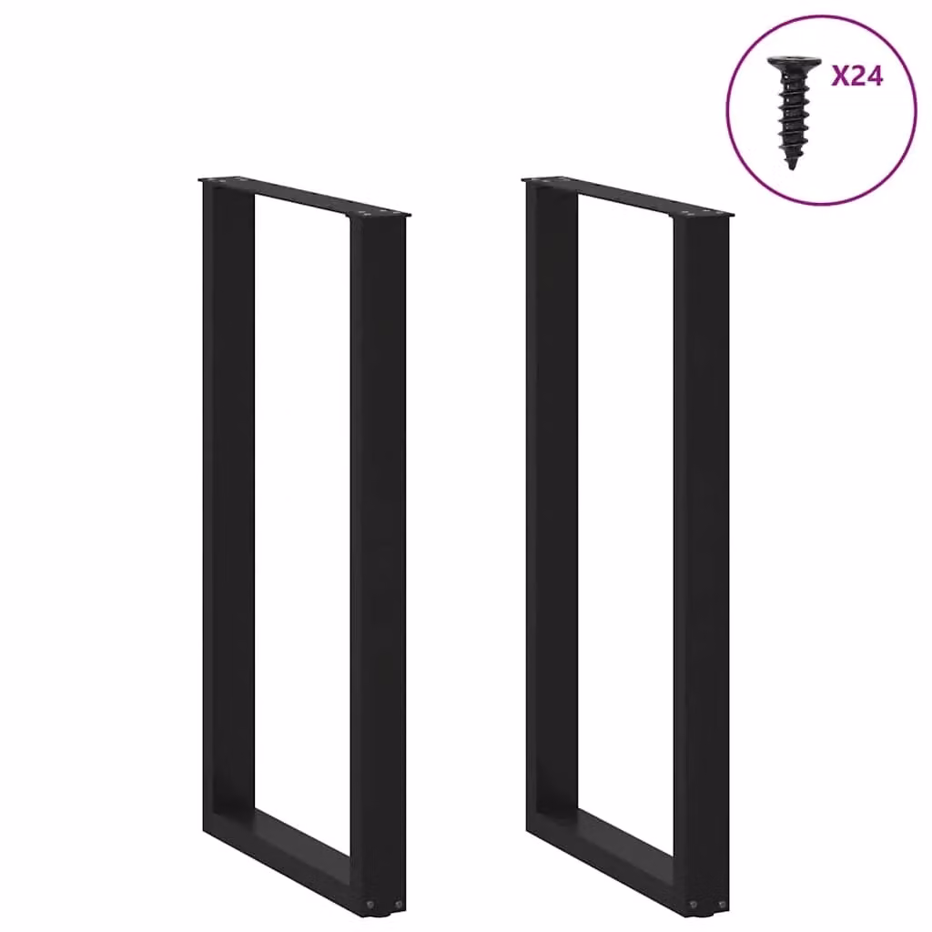 Set di 2 gambe per tavolo da bar a forma di U in acciaio nero con piedini regolabili, H: 111 cm, L: 60 cm – 2