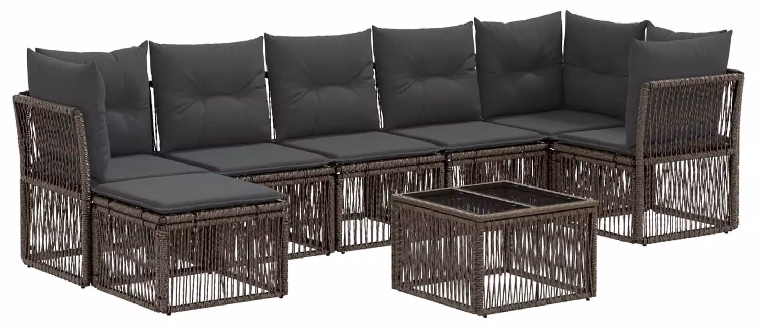 Set Divano da Giardino 8 pcs Grigio polyrattan