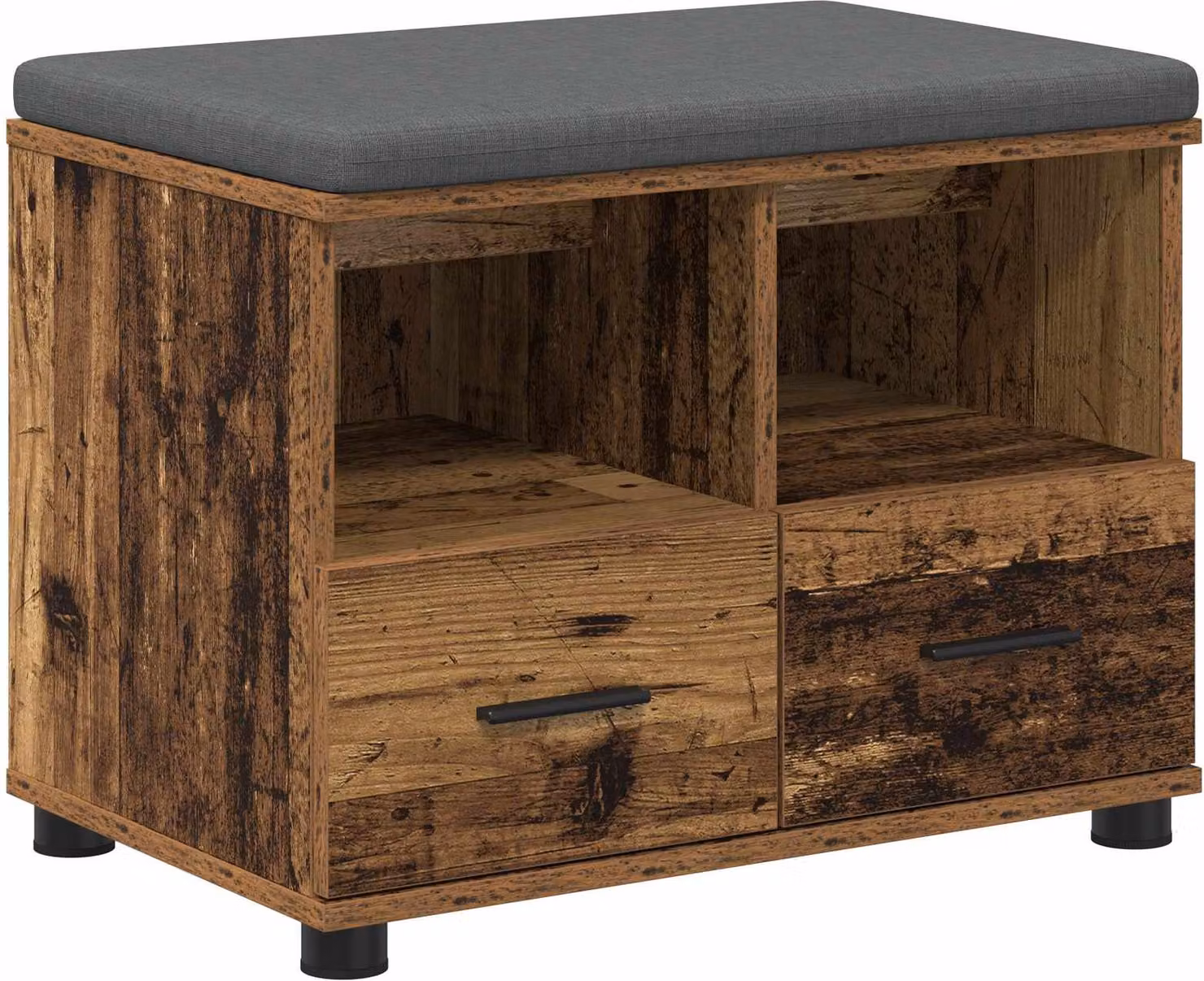 Panca per ingresso con cuscino Legno vecchio 60 x 38 x 46 cm